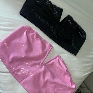 Black and Pink Women's Tube Top Set